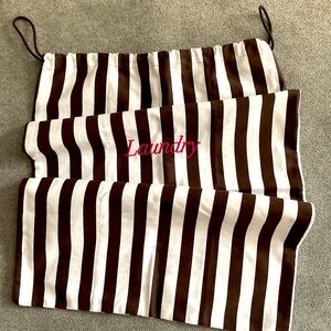 NWOT Striped Brown and White Laundry Bag. One size.